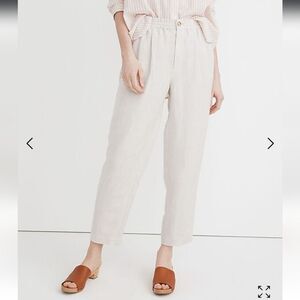 Madewell Linen-Blend Track Trousers in Heathered Natural Cream Size Medium